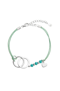 Obrázok pre Kabbalah náramok spojené krúžkami a strieborné srdiečko 13051.3 turquoise