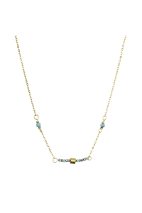 Obrázok pre Náhrdelník oceľový s modrým tyrkysom 42035.3