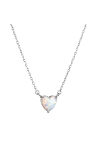 Náhrdelník so syntetickým bielym opálom srdca 12147.1 white Obrázok pre Náhrdelník so syntetickým bielym opálom srdca 12147.1 white