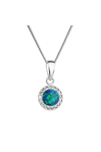 Náhrdelník so syntetickým opálom a kryštálmi Preciosa zelený okrúhly 32083.1 green Obrázok pre Náhrdelník so syntetickým opálom a kryštálmi Preciosa zelený okrúhly 32083.1 green