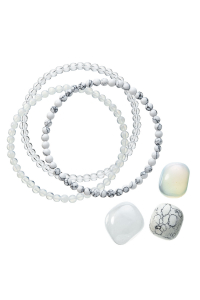 Náramky s minerálnymi kameňmi howlit, kremeň, opál 43043.3 biely Obrázok pre Náramky s minerálnymi kameňmi howlit, kremeň, opál 43043.3 biely