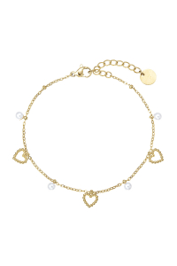 Náramok oceľový s perličkami a srdiečkami 43061.1 Obrázok pre Náramok oceľový s perličkami a srdiečkami 43061.1