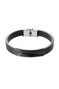 Náramok pánsky čierna koženka s oceľovou ozdobou 43031.3 čierny Obrázok pre Náramok pánsky čierna koženka s oceľovou ozdobou 43031.3 čierny