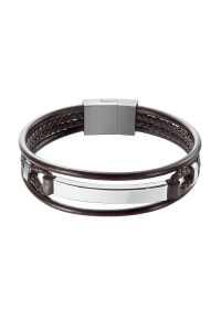 Náramok pánsky hnedá recykl. koža s oceľovou ozdobou 43029.3 hnedá Obrázok pre Náramok pánsky hnedá recykl. koža s oceľovou ozdobou 43029.3 hnedá