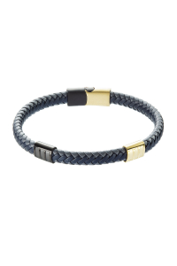 Náramok pánsky recykl. koža modrošedá a zlaté ozdoby 43033.3 modrá/šedá Obrázok pre Náramok pánsky recykl. koža modrošedá a zlaté ozdoby 43033.3 modrá/šedá