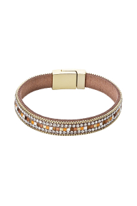 Obrázok pre Náramok svetlo hnedý textilný 53008.3 gold