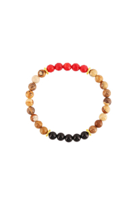 Oceľový náramok s minerálnymi kameňmi achát, jaspis, koral 43080.3 Obrázok pre Oceľový náramok s minerálnymi kameňmi achát, jaspis, koral 43080.3