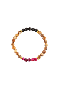 Obrázok pre Oceľový náramok s minerálnymi kameňmi achát, jaspis, sp. koral 43080.3