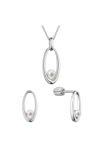 Obrázok pre Perlová súprava ovál s bielou riečnou perlou 29076.1B