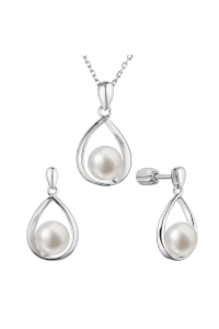 Obrázok pre Perlová súprava slza s bielou riečnou perlou 29056.1B