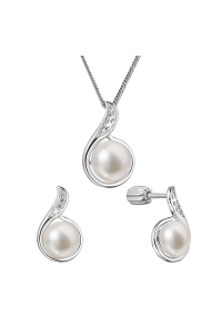 Obrázok pre Perlová súprava slzička s riečnou perlou a zirkónmi biela 29050.1B