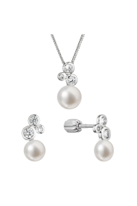 Obrázok pre Perlová súprava so zirkónmi a bielou riečnou perlou 29062.1B
