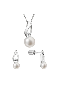 Obrázok pre Perlová súprava so zirkónmi a bielou riečnou perlou 29070.1B