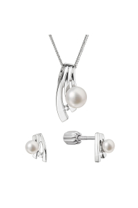 Obrázok pre Perlová súprava so zirkónmi a bielou riečnou perlou 29075.1B