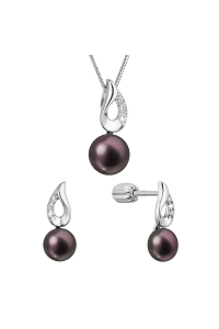 Obrázok pre Perlová súprava so zirkónmi a tmavou riečnou perlou 29061.3B peacock