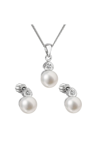 Obrázok pre Perlová súprava vrátane retiazky z riečnych perál biela 29001.1