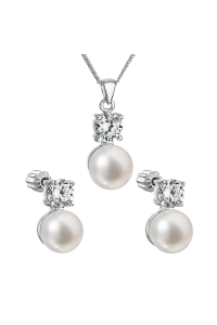 Obrázok pre Perlová súprava vrátane retiazky z riečnych perál biela 29002.1