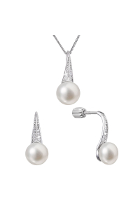 Obrázok pre Perlová súprava z riečnych perál a zirkónov biela 29045.1B