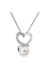 Obrázok pre Perlový náhrdelník s retiazkou z pravých riečnych perál biely 22012.1