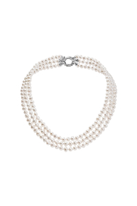 Obrázok pre Perlový náhrdelník trojradový z pravých riečnych perál biely 22035.1