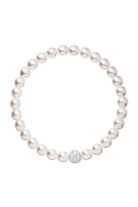 Obrázok pre Perlový náramok biely s Preciosa kryštálmi 33115.1