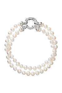 Obrázok pre Perlový náramok dvojradový z pravých riečnych perál biely 23013.1
