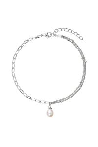 Obrázok pre Perlový náramok s pravou riečnou perlou ovál biely 23014.1