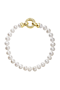 Obrázok pre Perlový náramok z pravých riečnych perál biely 23001.1 pozlátené zapínanie