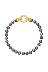 Obrázok pre Perlový náramok z pravých riečnych perál modrý 23001.3 dk.peacock pozlátené zapínanie