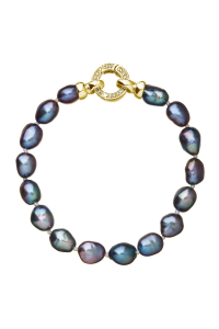 Obrázok pre Perlový náramok z pravých riečnych perál modrý 23011.3 peacock pozlátené zapínanie