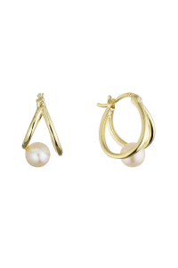 Pozlátené náušnice kruhy s bielou riečnou perlou 21130.1 Obrázok pre Pozlátené náušnice kruhy s bielou riečnou perlou 21130.1