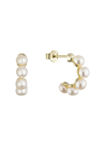 Pozlátené náušnice kruhy s bielymi riečnymi perlami 21131.1 Obrázok pre Pozlátené náušnice kruhy s bielymi riečnymi perlami 21131.1