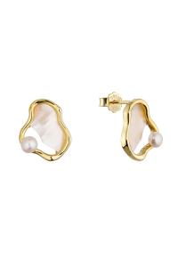 Pozlátené nepravidelné náušnice s riečnou perlou 21120.1 Obrázok pre Pozlátené nepravidelné náušnice s riečnou perlou 21120.1