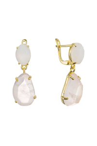 Pozlátené náušnice s ruženínom a chalcedónom 11740.3 Obrázok pre Pozlátené náušnice s ruženínom a chalcedónom 11740.3