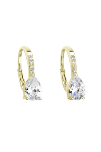 Pozlátené náušnice visiace so zirkónom biela slza 11206.1 Obrázok pre Pozlátené náušnice visiace so zirkónom biela slza 11206.1