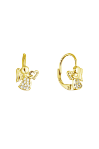 Pozlátené strieborné náušnice anjeli so srdiečkami 11721.1 Obrázok pre Pozlátené strieborné náušnice anjeli so srdiečkami 11721.1