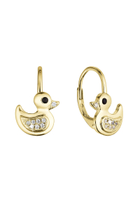 Pozlátené strieborné náušnice kačičky so zirkónmi 11499.1 crystal Obrázok pre Pozlátené strieborné náušnice kačičky so zirkónmi 11499.1 crystal