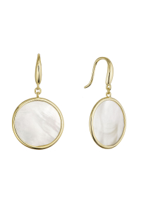 Pozlátené strieborné náušnice kolieska s perleťou 11795.1 Obrázok pre Pozlátené strieborné náušnice kolieska s perleťou 11795.1