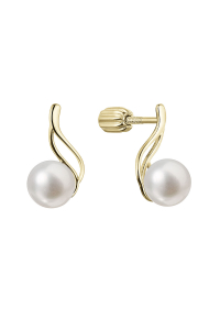 Pozlátené strieborné náušnice kôstky s riečnou perlou biela 21102.1B Obrázok pre Pozlátené strieborné náušnice kôstky s riečnou perlou biela 21102.1B