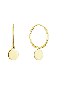 Pozlátené strieborné náušnice kruhy s lesklou placičkou 61058 Obrázok pre Pozlátené strieborné náušnice kruhy s lesklou placičkou 61058