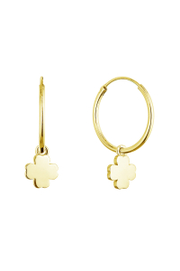 Pozlátené strieborné náušnice kruhy so štvorlístkami 61057 Obrázok pre Pozlátené strieborné náušnice kruhy so štvorlístkami 61057