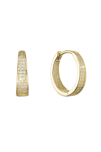 Pozlátené strieborné náušnice kruhy so zirkónikmi v bielej farbe 11444.1 Obrázok pre Pozlátené strieborné náušnice kruhy so zirkónikmi v bielej farbe 11444.1