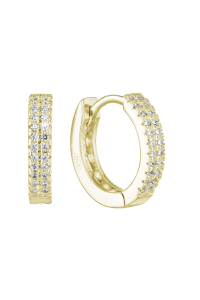 Pozlátené strieborné náušnice kruhy so zirkónmi v bielej farbe 11238.1 Obrázok pre Pozlátené strieborné náušnice kruhy so zirkónmi v bielej farbe 11238.1