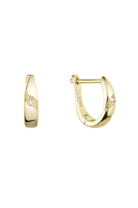 Pozlátené strieborné náušnice kruhy so zirkónom v bielej farbe 11460.1 Obrázok pre Pozlátené strieborné náušnice kruhy so zirkónom v bielej farbe 11460.1