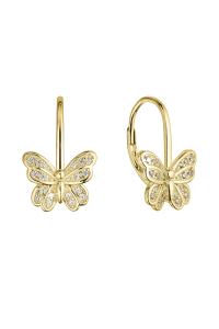 Obrázok pre Pozlátené strieborné náušnice motýliky so zirkónmi 11500.1 crystal