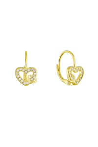 Obrázok pre Pozlátené strieborné náušnice prepletené srdiečka 11718.1