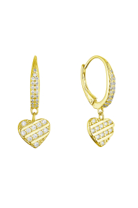 Obrázok pre Pozlátené strieborné náušnice so zaveseným srdiečkom 11720.1