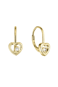 Obrázok pre Pozlátené strieborné náušnice srdca so zirkónom 11514.1 crystal