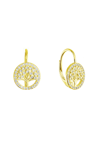 Obrázok pre Pozlátené strieborné náušnice strom života so zirkónmi 11713.1