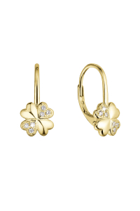 Obrázok pre Pozlátené strieborné náušnice štvorlístky so zirkónmi 11502.1 crystal